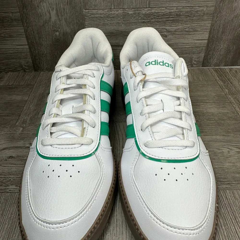 Adidas Breaknet Sleek Cloudfoam Women 8.5 White Green Gum Leather NEW ID6288 - Picture 8 of 10